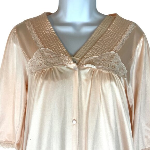 Vintage JCPenney Nightgown & Robe Set Size Small Peach Nylon Lace Trim USA - Picture 3 of 12